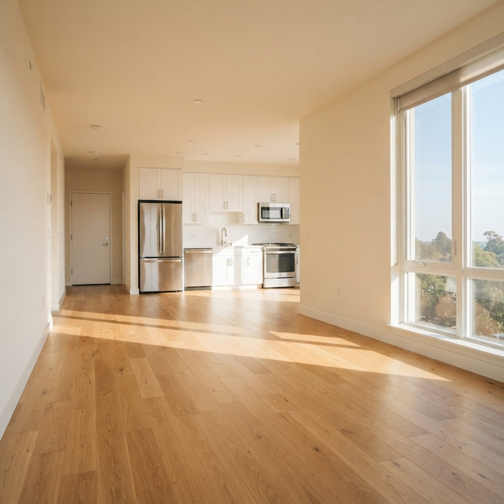 Freshly cleaned, sunlit empty apartment ready for its next tenant